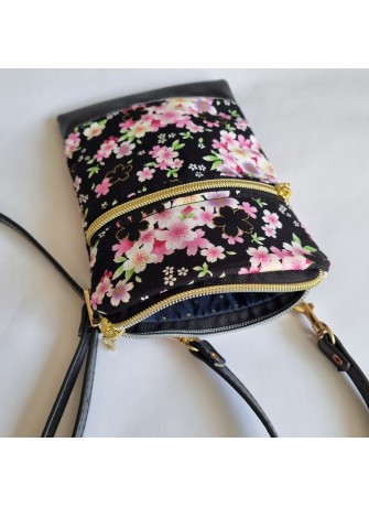 Mini-sac pour téléphone - Mieko noir & rose