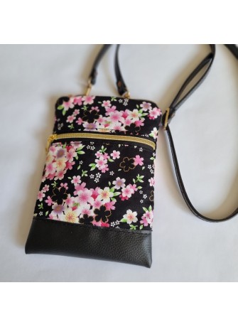 Mini-sac pour téléphone - Mieko noir & rose