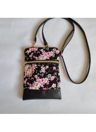 Mini-sac pour téléphone - Mieko noir & rose