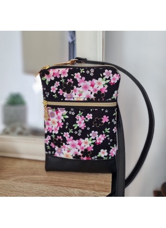 Mini-sac pour téléphone - Mieko noir & rose