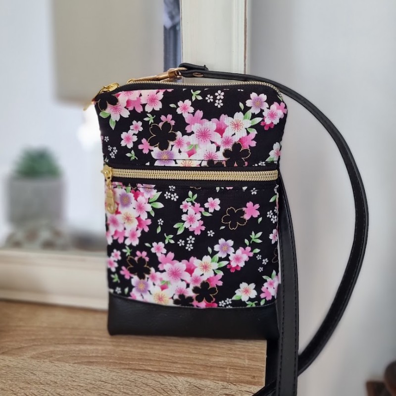 Mini-sac pour téléphone - Mieko noir & rose