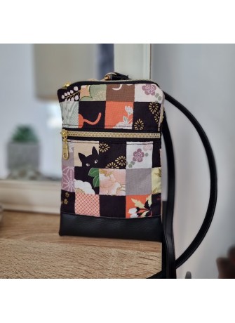 Mini-sac pour téléphone - Damier chats