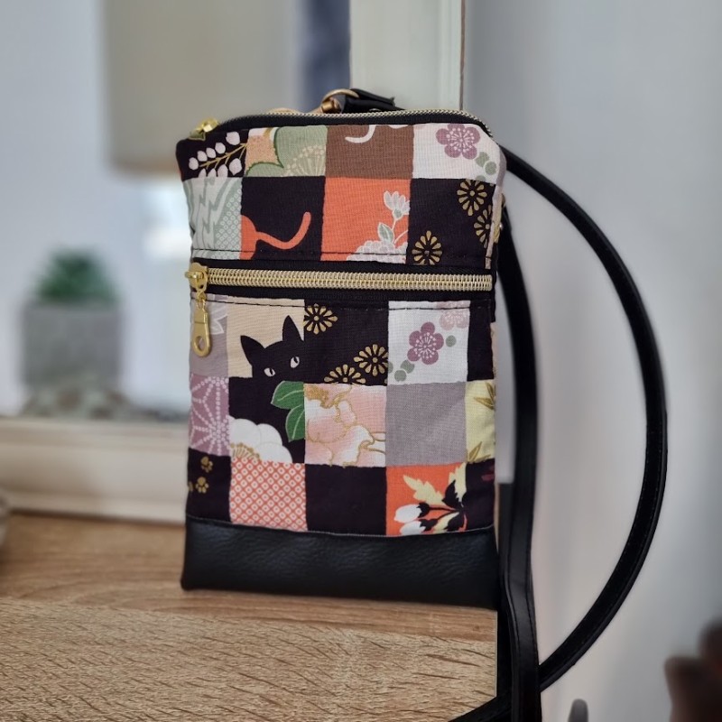 Mini-sac pour téléphone - Damier chats