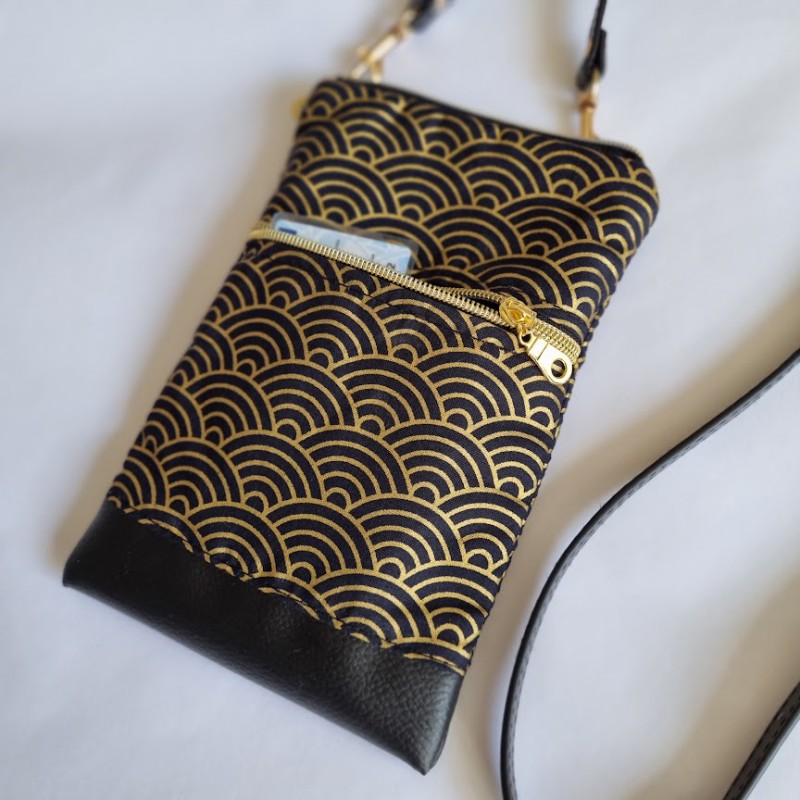 Mini-sac pour téléphone - Nami noir & doré