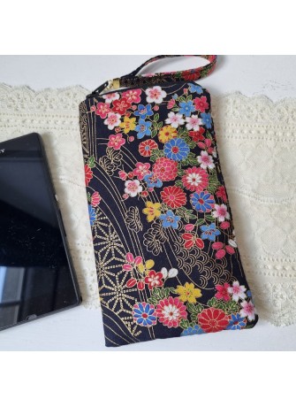 Etui zippé pour téléphone - Meiko fond noir