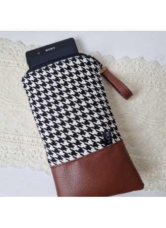 Etui zippé pour téléphone - Lila - simili cuir marron