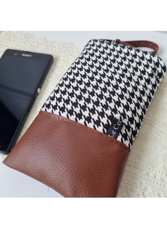 Etui zippé pour téléphone - Lila - simili cuir marron