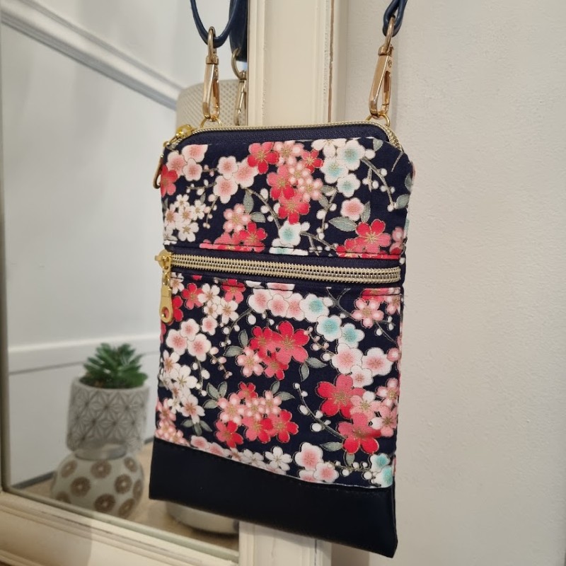 Mini-sac pour téléphone - Nina fond bleu marine