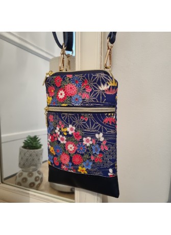 Mini-sac pour téléphone - Meiko fond bleu marine