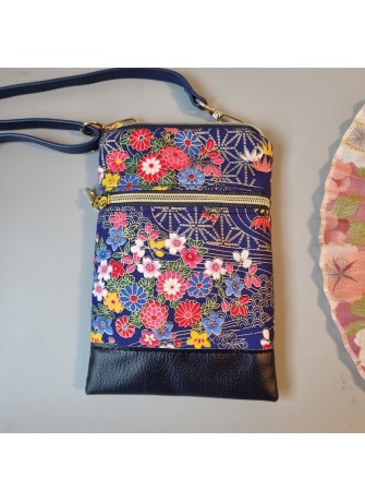 Mini-sac pour téléphone - Meiko fond bleu marine