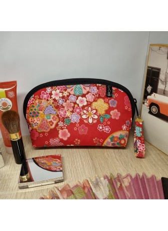 Trousse arrondie - Miya rouge fleuri