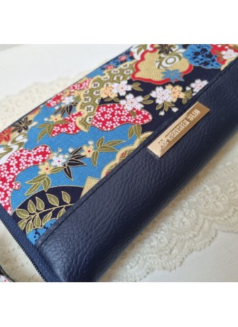 Portefeuille Long zippé - Natsuki bleu - simili cuir bleu marine