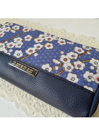 Portefeuille Long zippé - Haruka bleu - simili cuir bleu marine