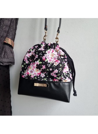 Baluchon - Mieko noir rose & simili cuir noir