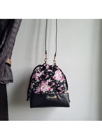 Baluchon - Mieko noir rose & simili cuir noir