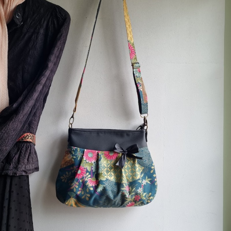 Sac à bandoulière - Reika vert & simili cuir noir