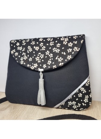 Sac pochette élégante - Sakura blanc & noir