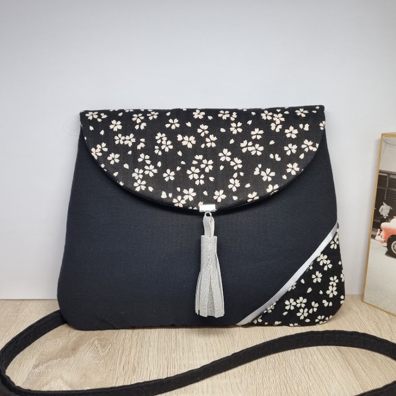 Sac pochette élégante - Sakura blanc & noir