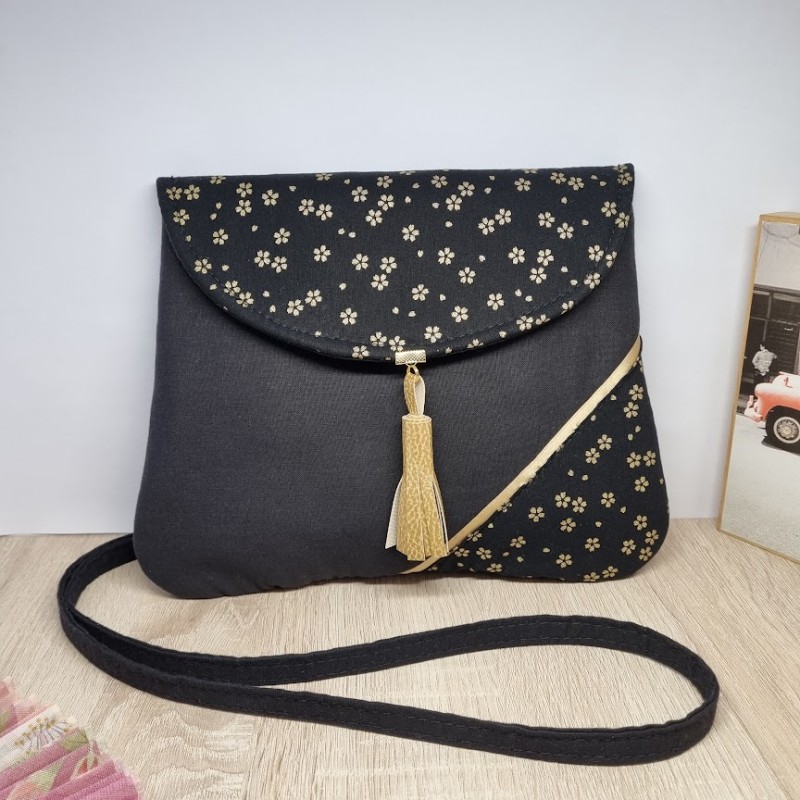 Sac pochette élégante - Sakura noir doré