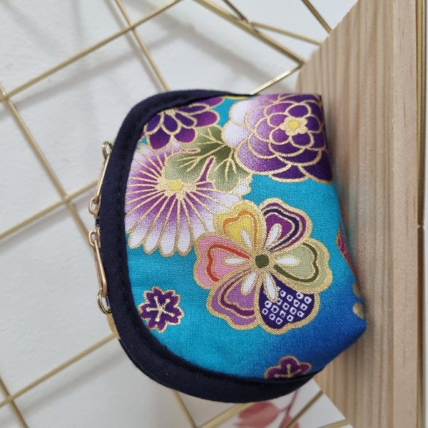 Coin purse - Akane turquoise - zippered closure