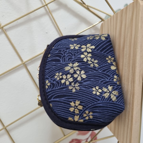 Coin purse - Sakura navy blue