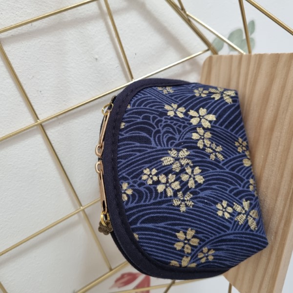 Coin purse - Sakura navy blue