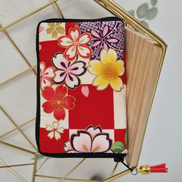 5.5\" zippered Cards and coins wallet - Kiyomi rouge blanc