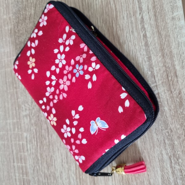 5.5\" zippered Cards and coins wallet - Miyu red